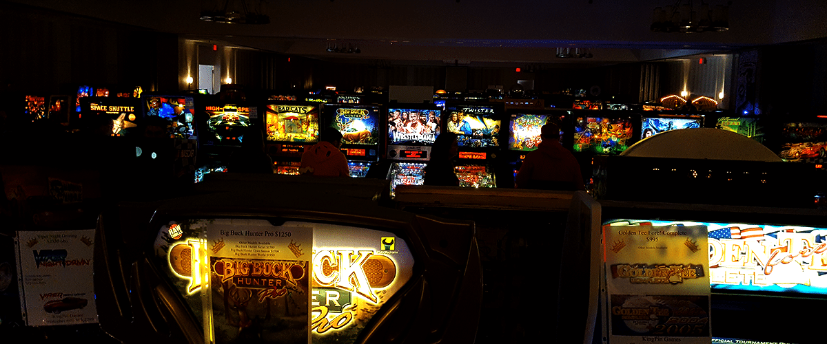 Welcome to Arcade Tees! Picture of the Midwest Gaming Classic game room April 2016.